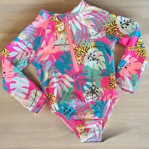 12 Month old Long sleeve Rashguard Swimsuit Animal Safari Tropical